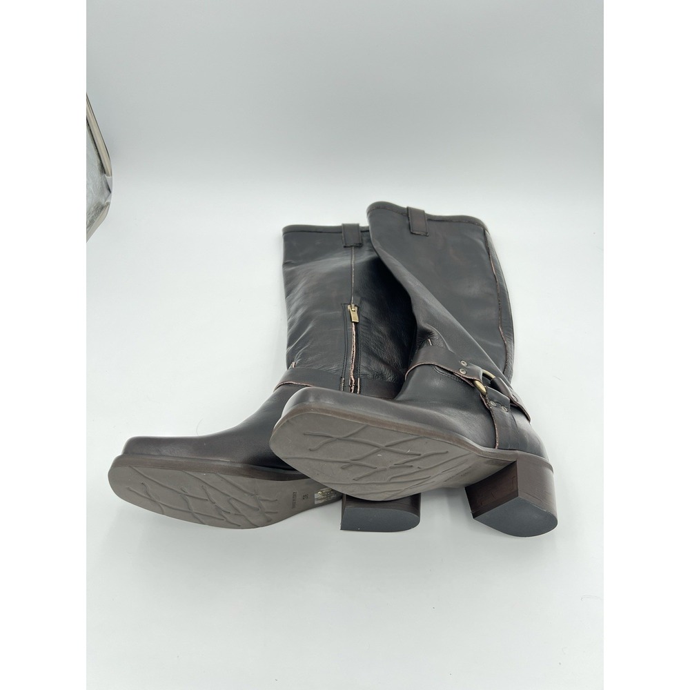 Sundance Italy Black Leather Tall Riding Boots Buckle Women's Made In Italy 8 - Picture 10 of 13
